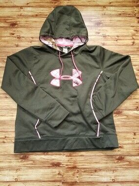 Under Armour Realtree Women’s XL Olive Green Pink Camo Hoodie Sweatshirt